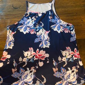 Blue printed tank top